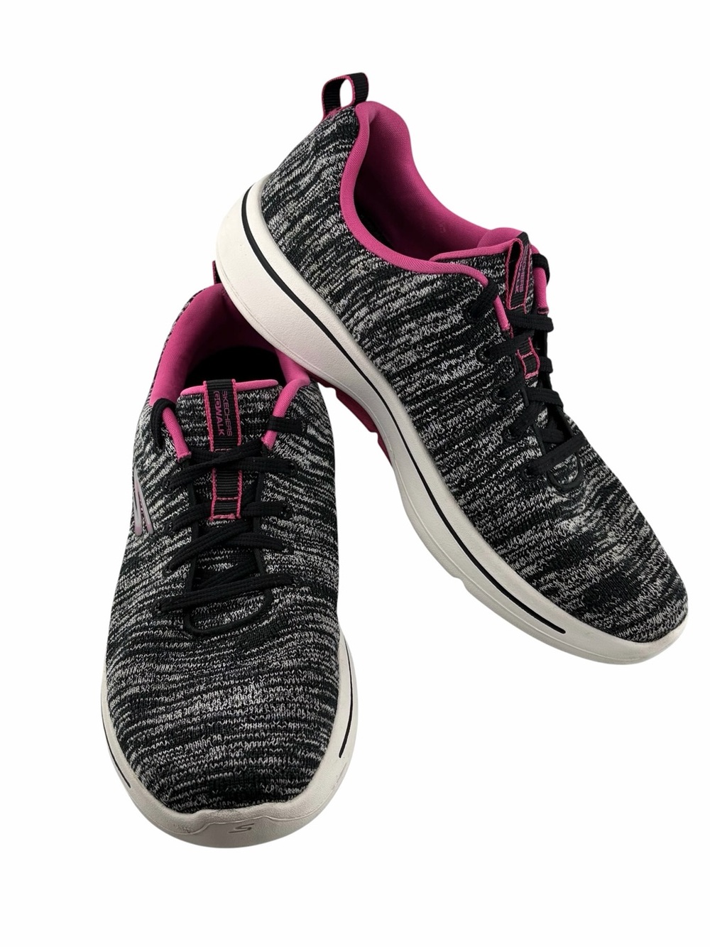 Skechers Go Walk Arch Fit Glee Sneakers Womens 8.5 Black Knit Lace Up Comfort